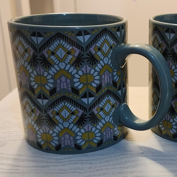 Green Tribal‎ Print Coffee Mugs SET OF 2 - Picture 2 of 4